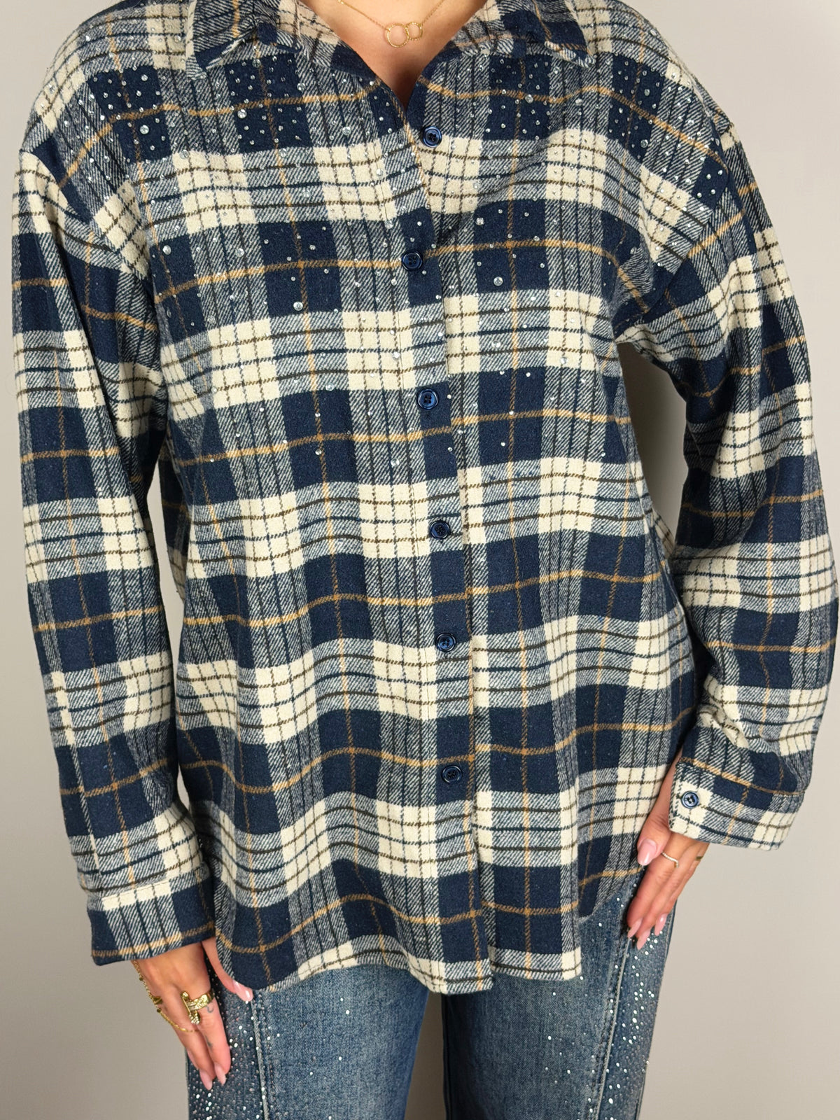 Glitter blouse blauw