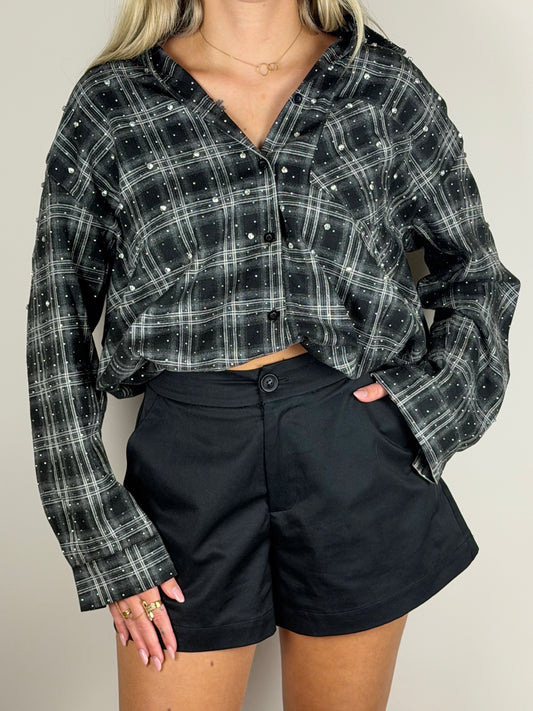 Glitter blouse zwart