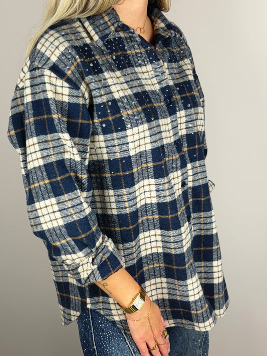 Glitter blouse blauw