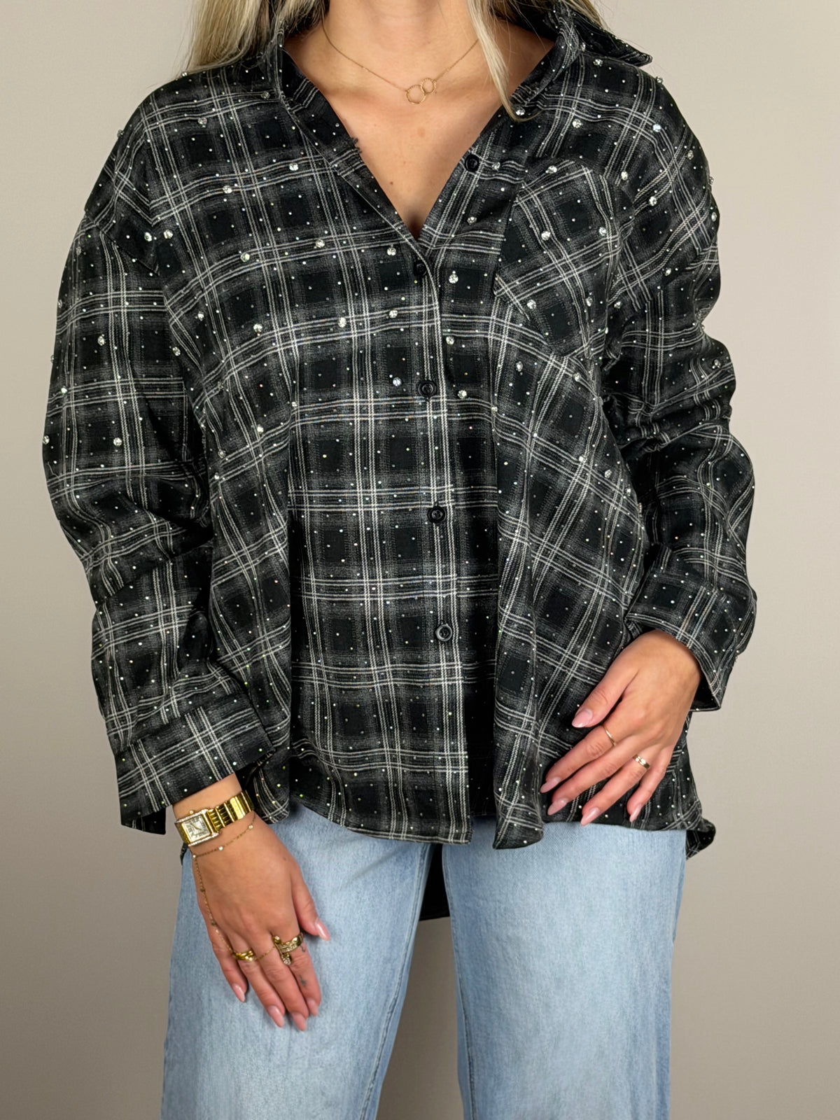 Glitter blouse zwart